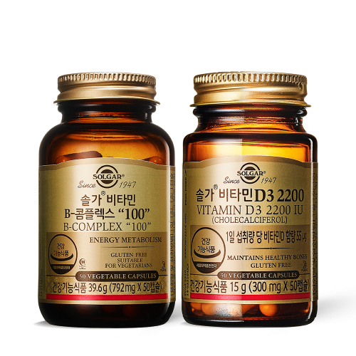 비타민 B-콤플렉스 100(50캡슐/50일) + 비타민 D 2200(50캡슐/50일)
